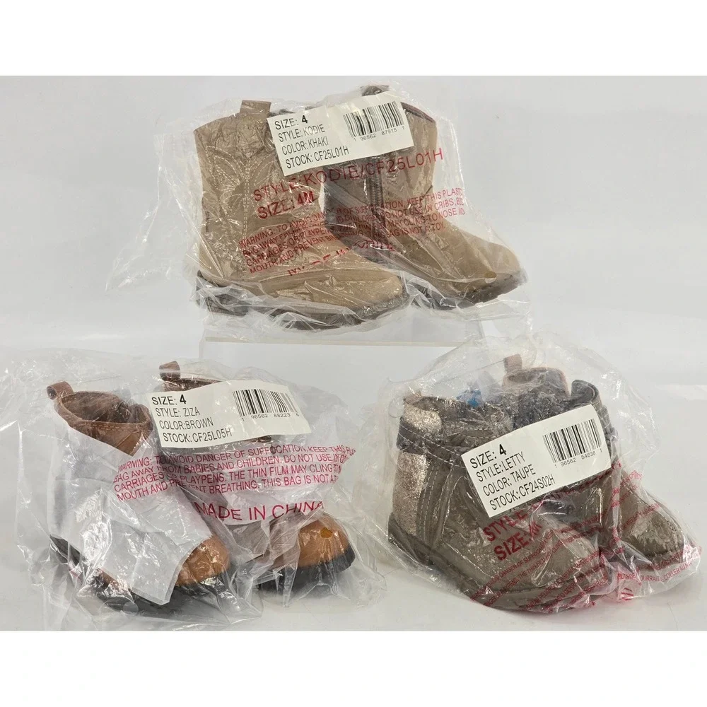 Carter's Ankle Boots Toddler Girls Size 4 Khaki Brown Taupe Variety Pack - NEW